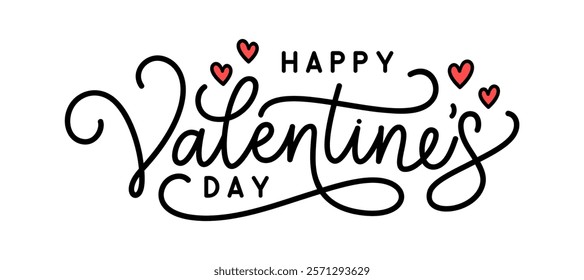 Happy Valentine's Day with hearts shape vector graphic design badge typography lettering quotes illustration. Great design for greeting card, postcard, cut file, t shirt print or poster.