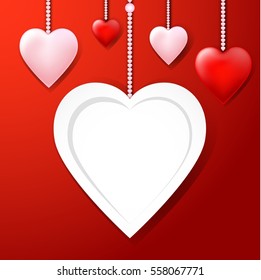 Happy valentines day hearts white and red