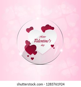 Happy Valentine's Day and heart-shaped design elements On a pink background, vector illustration