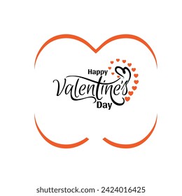 Happy Valentine's Day with a heart-shaped invitation card. Happy Valentines Day vector illustration.