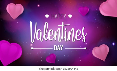 Happy Valentine's Day holiday banner. Vector illustration with 3d red and pink air balloons. Can be used for Wallpaper, flyers, greeting card, invitation, posters, brochure, banners