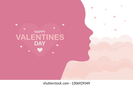 Happy Valentines Day. A holiday of love. Silhouette of a couple of lovers on sky background. The traditional time for romantic dates, as well as shopping on sales. Postcard, poster, invitation, banner