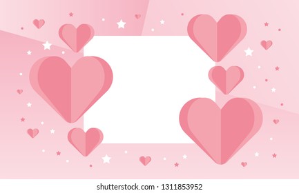 Happy Valentines Day. A holiday of love. Cute and beautiful illustration with color hearts. The traditional time for romantic dates, as well as shopping on sales. Free space for text. Postcard, poster