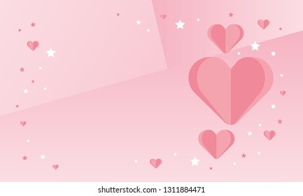 Happy Valentines Day. A holiday of love. Cute and beautiful illustration with color hearts. The traditional time for romantic dates, as well as shopping on sales. Free space for text. Postcard, poster