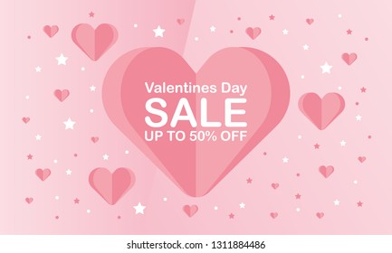 Happy Valentines Day. A holiday of love. Cute and beautiful illustration with color hearts. The traditional time for romantic dates, as well as shopping on sales. Free space for text. Postcard, poster