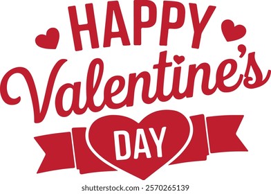 Happy Valentine's Day holiday text. Unique holiday calligraphy for card design. Cute lettering for Valentine's Day.vector on a white background