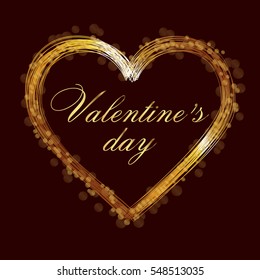 Happy Valentines Day. Holiday vector illustration of shiny heart path isolated. Valentines day decoration element for design. glowing background