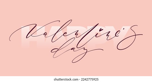 Happy Valentines Day horizontal typography poster with handwritten calligraphy and bold text. Vector Illustration for ads, posters, card, banners, prints.