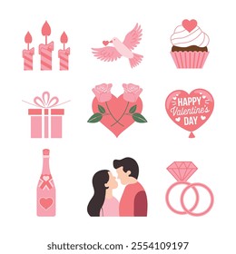 Happy Valentines Day icon collection set
