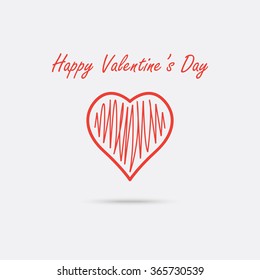 Happy Valentines day Icon. Hand drawn heart vector illustration.