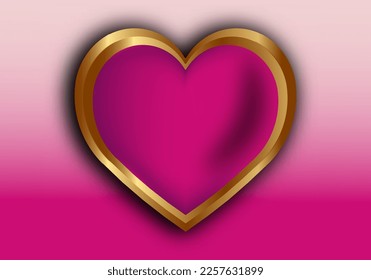 Happy valentine's day icon red heart and gold List 3d design. Vector illustration