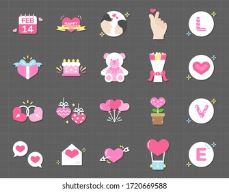 Happy Valentines Day icon set,Vector and Illustration.