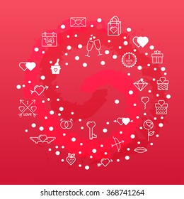 Happy Valentine's day with Valentine's day icon symbols. Template of Valentine's day poster, icon, banner, Valentine's day greeting card, Valentine's day print and web projects.