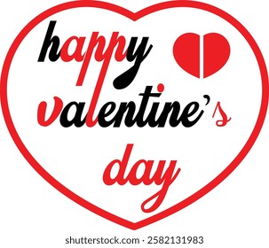 happy valentines day icon vector illustration read and black concept gift
