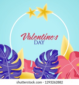 Happy Valentine's Day Illustration, Card, Poster, Background Design. Botanical Themes Illustration
