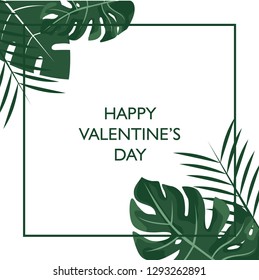 Happy Valentine's Day Illustration, Card, Poster, Background Design. Botanical Themes Illustration
