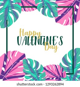 Happy Valentine's Day Illustration, Card, Poster, Background Design. Botanical Themes Illustration