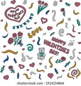 Happy Valentine's day illustration. Doodle style illustration.