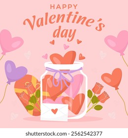 happy valentine's day illustration in flat design style