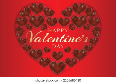 Happy Valentine's Day Illustration with Heart Chocolate Shapes 
