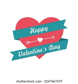 Happy Valentine's Day illustration. Heart and ribbon festive design.