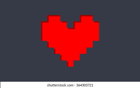 Happy Valentines Day illustration. Heart cut out from dark blue paper casting shadow on a red background.