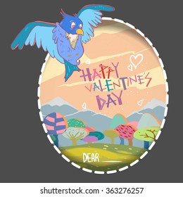 Happy valentine`s day illustration. Romantic card.Cartoon background.