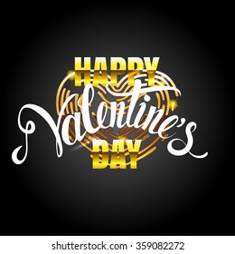 Happy Valentines day illustrations and typography card