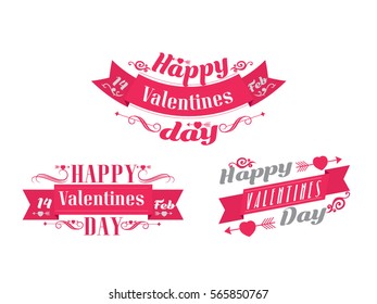 Happy Valentines day illustrations and typography elements 3