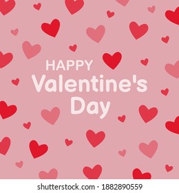 Happy Valentine's Day. The inscription on the background of pink hearts. Design for a holiday card, banner, background. Vector.