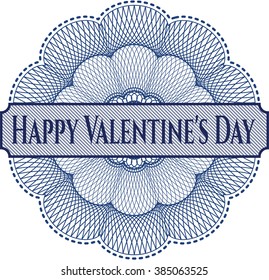 Happy Valentine's Day inside money style emblem or rosette
