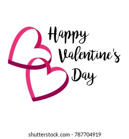 happy valentines day interlocking ribbon hearts with typography