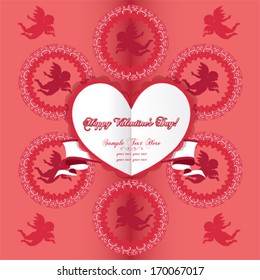 Happy Valentine's Day invitation card with cherubs