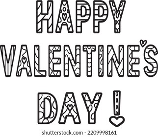 Happy Valentines Day Isolated Coloring Page