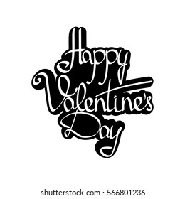 Happy Valentines Day, isolated sticker, calligraphy lettering, words design template, vector illustration