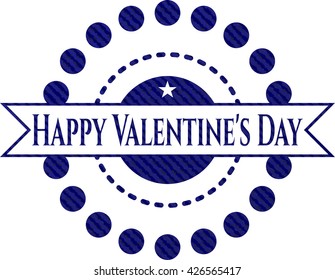 Happy Valentine's Day jean or denim emblem or badge background