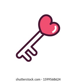 happy valentines day key heart love romantic feeling icon vector illustration