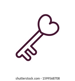 happy valentines day key heart love romantic feeling icon vector illustration thick line