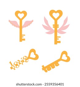 Happy valentines day key with love keychain	