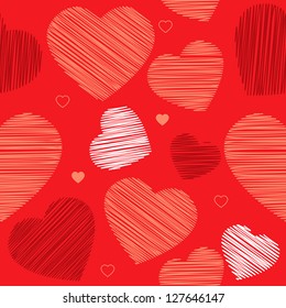 Happy Valentine's Day. Knitted heart. Seamless ornament. Vector illustration