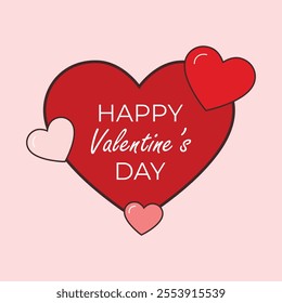 Happy Valentine's Day label flat design