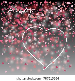 Happy Valentine's day letter with greeting card on a black background. Valentine's day background with hearts. Vector illustration.
