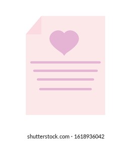 happy valentines day, letter paper heart love message vector illustration
