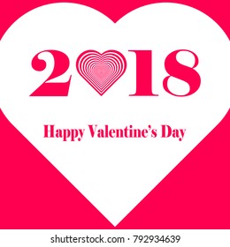 Happy Valentine's Day with lettering 2018 vector illustration