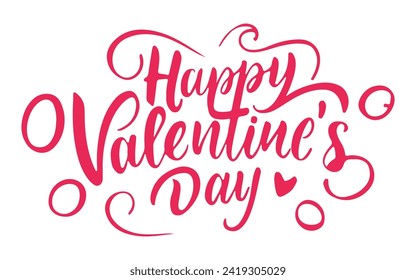 Happy Valentines Day lettering background Greeting Card. Vector illustration with hand-drawn lettering, Calligraphic design