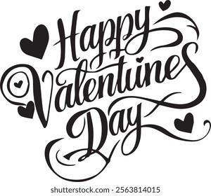 happy valentines day lettering banner poster template vector concept on white background