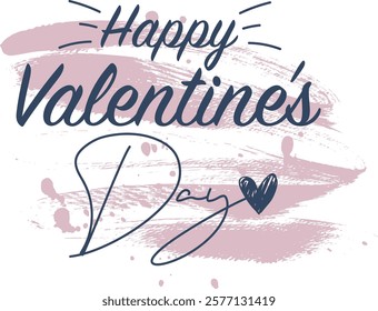 Happy Valentine's day lettering, beautiful hand drawn black lettering with hearts for greeting cards and print. Vector.