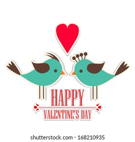 Happy Valentine's Day Lettering with birds