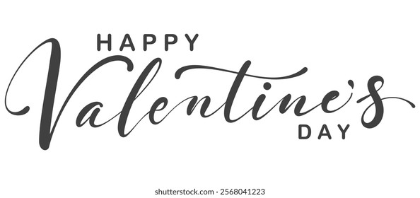 happy valentines day lettering brush vector eps