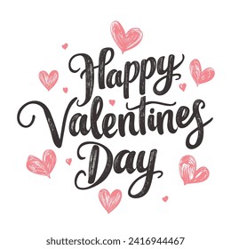 Happy Valentine's Day lettering. Calligraphy vector illustration.